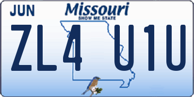 MO license plate ZL4U1U