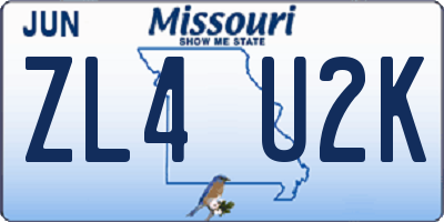 MO license plate ZL4U2K