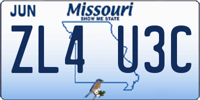 MO license plate ZL4U3C