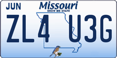 MO license plate ZL4U3G