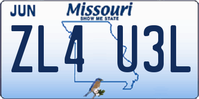 MO license plate ZL4U3L