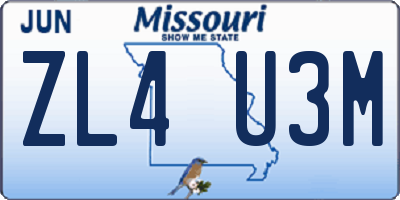 MO license plate ZL4U3M