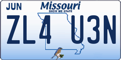 MO license plate ZL4U3N