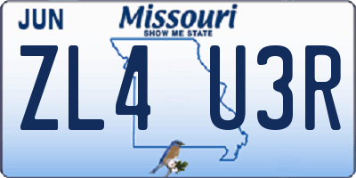 MO license plate ZL4U3R