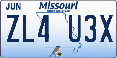 MO license plate ZL4U3X