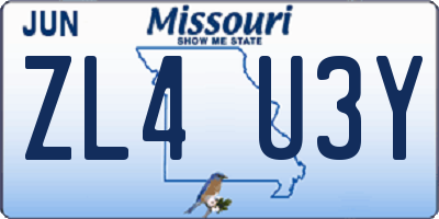 MO license plate ZL4U3Y