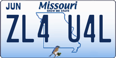 MO license plate ZL4U4L