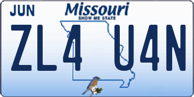 MO license plate ZL4U4N