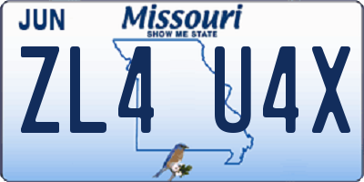 MO license plate ZL4U4X