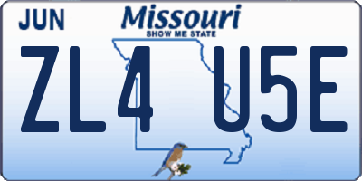 MO license plate ZL4U5E