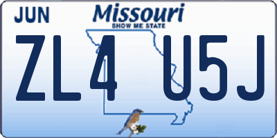 MO license plate ZL4U5J