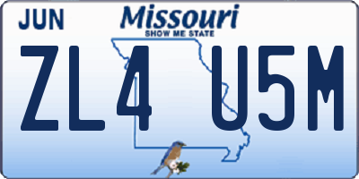 MO license plate ZL4U5M