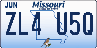MO license plate ZL4U5Q