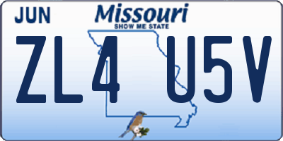 MO license plate ZL4U5V