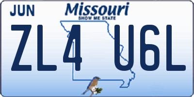 MO license plate ZL4U6L
