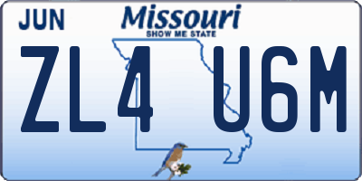 MO license plate ZL4U6M