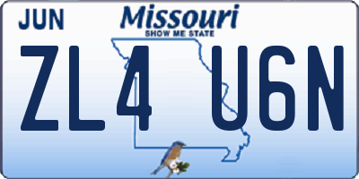 MO license plate ZL4U6N