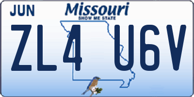MO license plate ZL4U6V