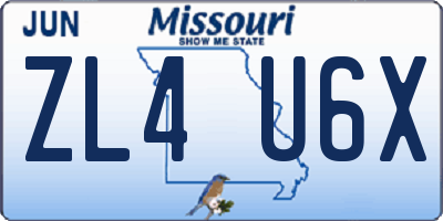 MO license plate ZL4U6X