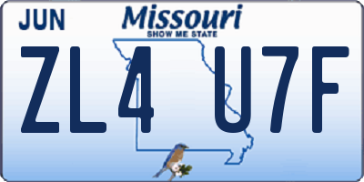 MO license plate ZL4U7F