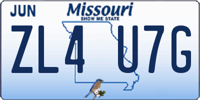 MO license plate ZL4U7G