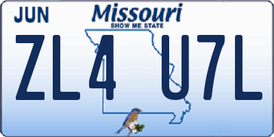 MO license plate ZL4U7L