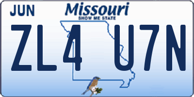 MO license plate ZL4U7N