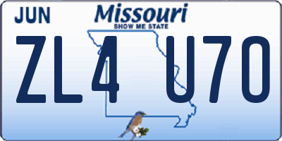 MO license plate ZL4U7O