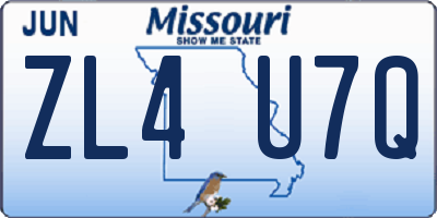 MO license plate ZL4U7Q