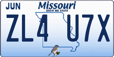 MO license plate ZL4U7X
