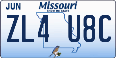 MO license plate ZL4U8C