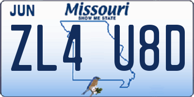 MO license plate ZL4U8D