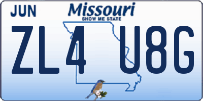 MO license plate ZL4U8G
