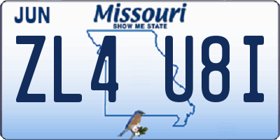 MO license plate ZL4U8I