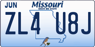 MO license plate ZL4U8J