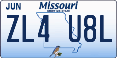 MO license plate ZL4U8L