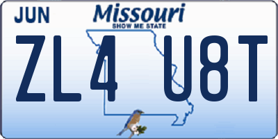 MO license plate ZL4U8T