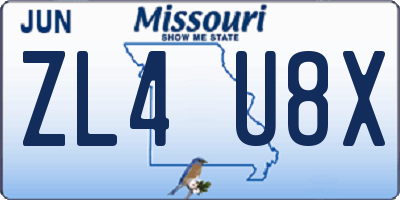 MO license plate ZL4U8X