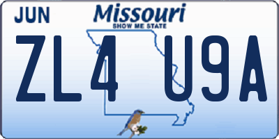 MO license plate ZL4U9A