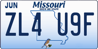 MO license plate ZL4U9F