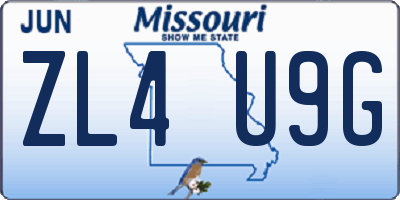 MO license plate ZL4U9G