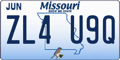 MO license plate ZL4U9Q