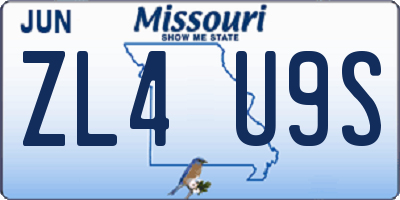 MO license plate ZL4U9S