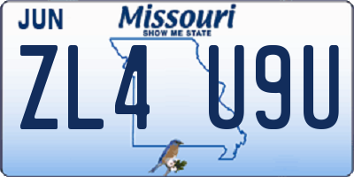 MO license plate ZL4U9U