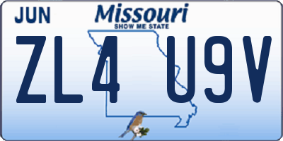 MO license plate ZL4U9V