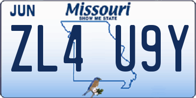 MO license plate ZL4U9Y