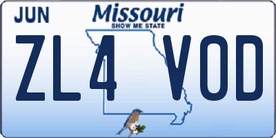 MO license plate ZL4V0D