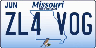MO license plate ZL4V0G