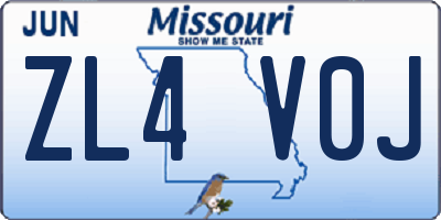 MO license plate ZL4V0J