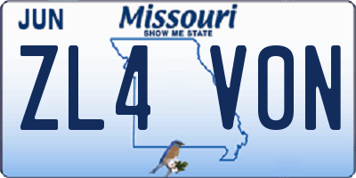 MO license plate ZL4V0N